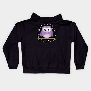 Cute owl at night Kids Hoodie